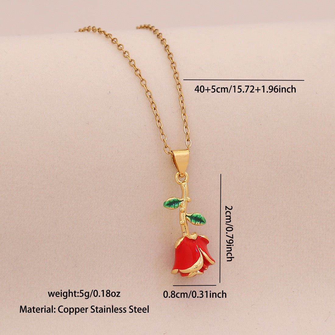 Crimson Rose Heart Necklace