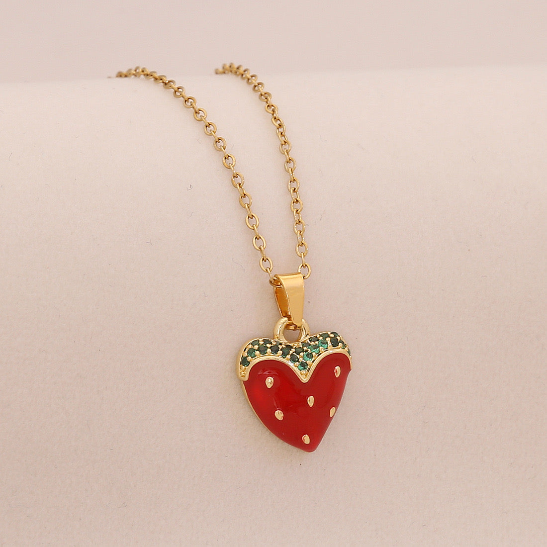 Crimson Rose Heart Necklace