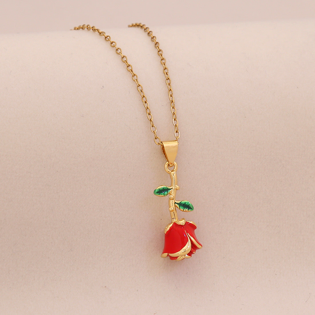 Crimson Rose Heart Necklace