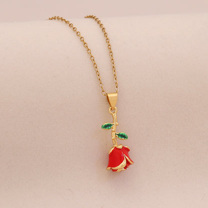 Crimson Rose Heart Necklace