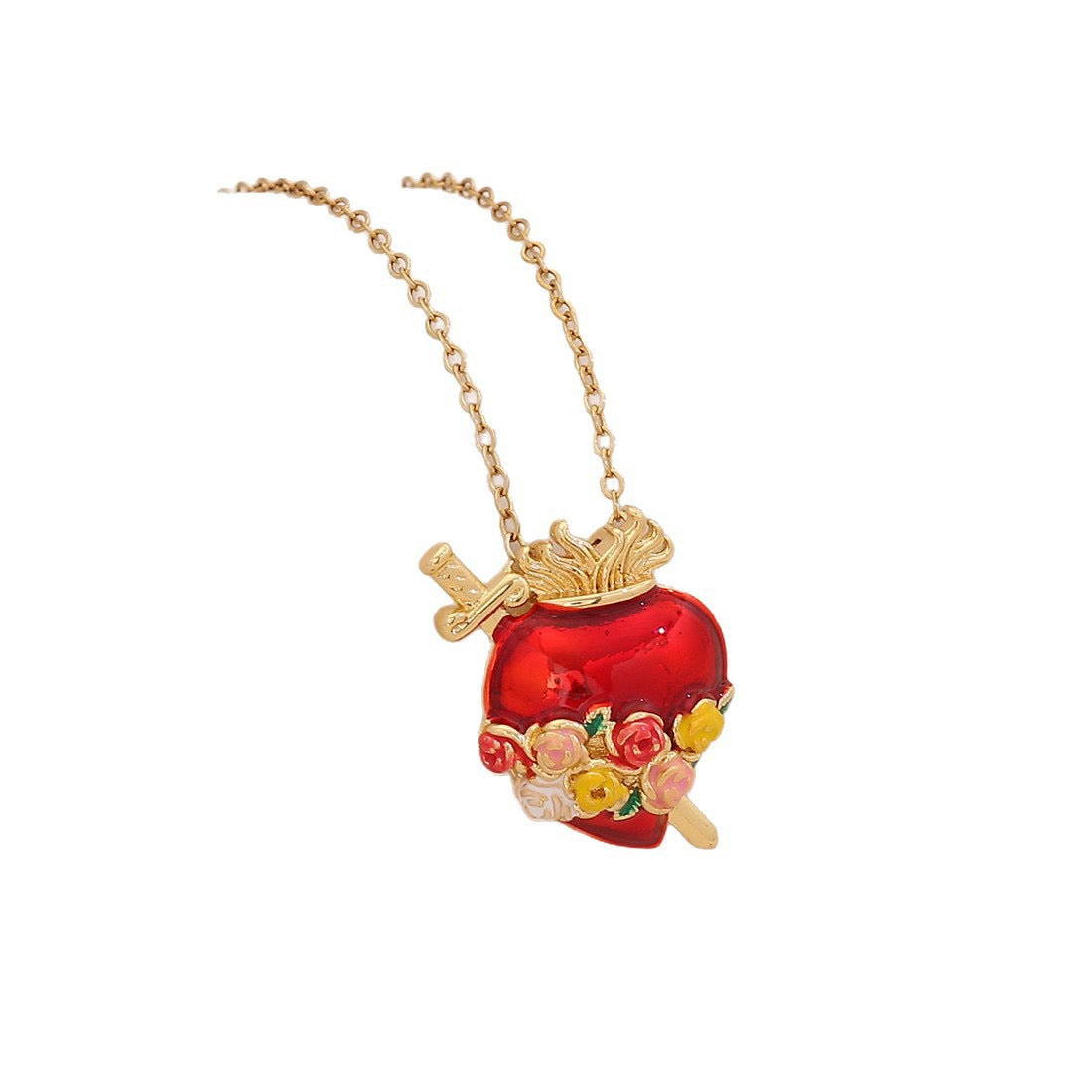 Scarlet Heart Enamel Necklace