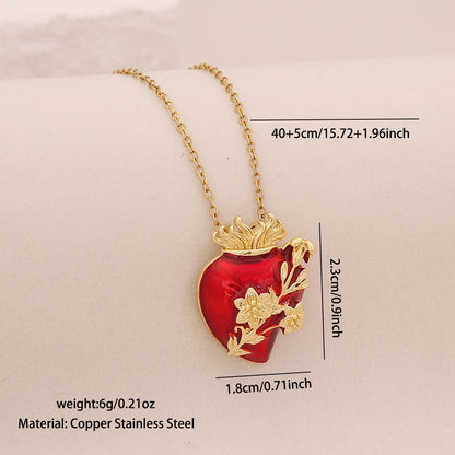 Scarlet Heart Enamel Necklace