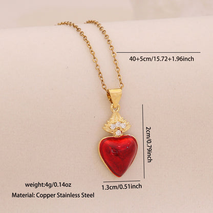 Scarlet Heart Enamel Necklace