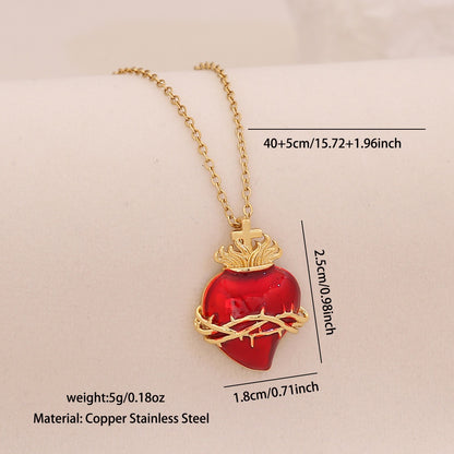 Scarlet Heart Enamel Necklace