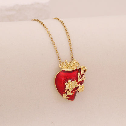 Scarlet Heart Enamel Necklace
