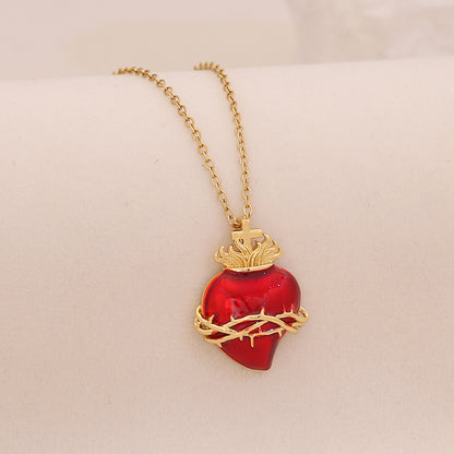 Scarlet Heart Enamel Necklace