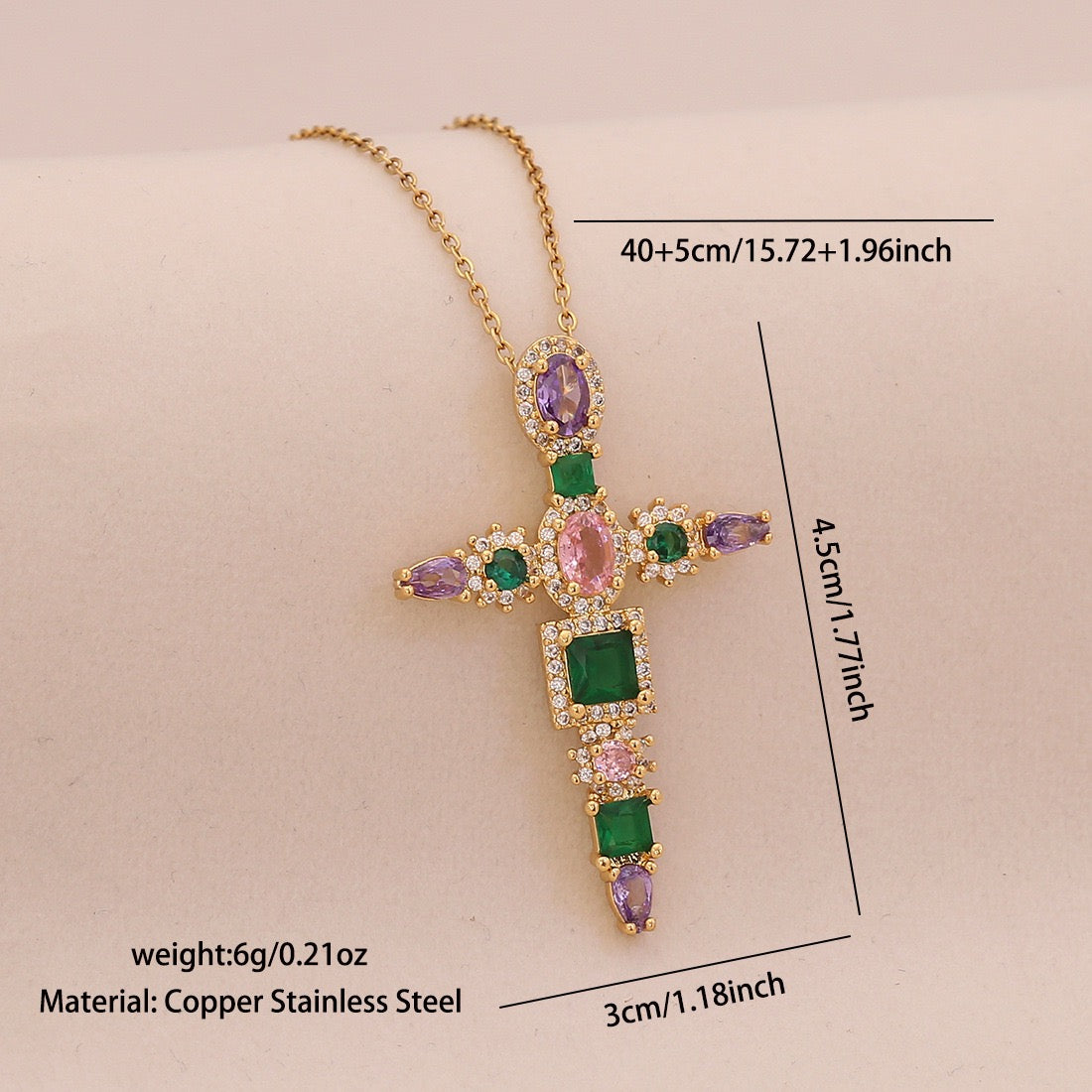 Radiant Cross Diamond Necklace