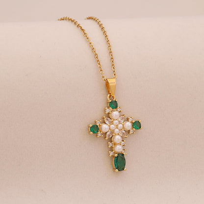 Radiant Cross Diamond Necklace