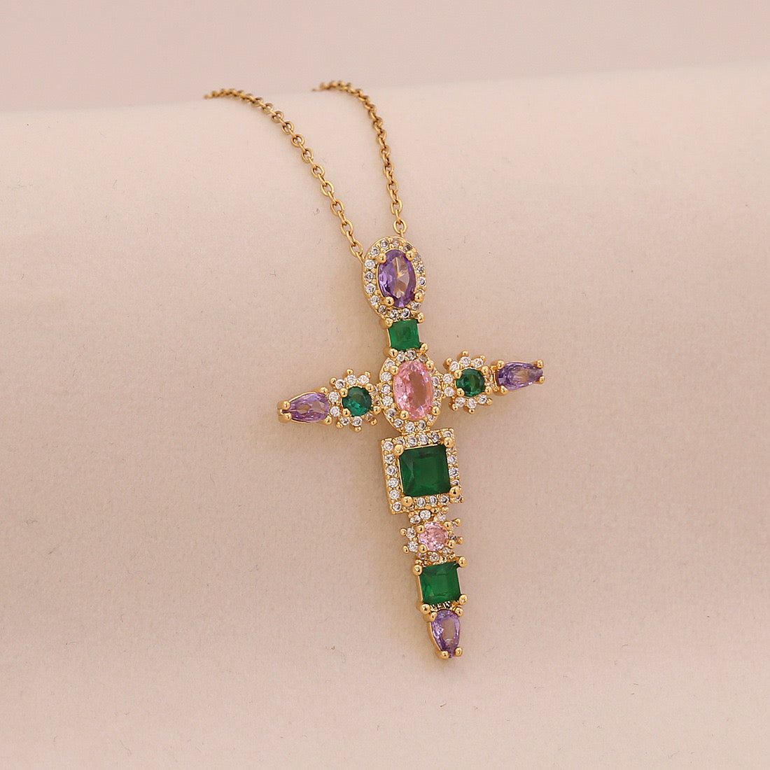 Radiant Cross Diamond Necklace