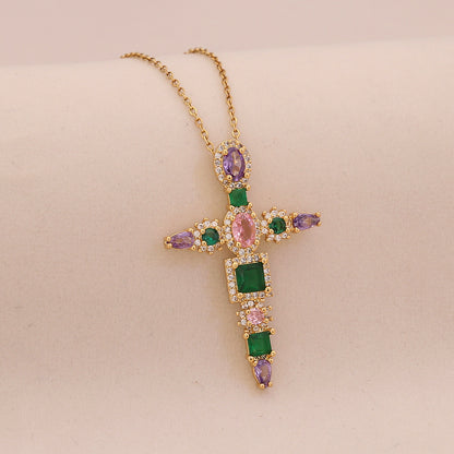 Radiant Cross Diamond Necklace