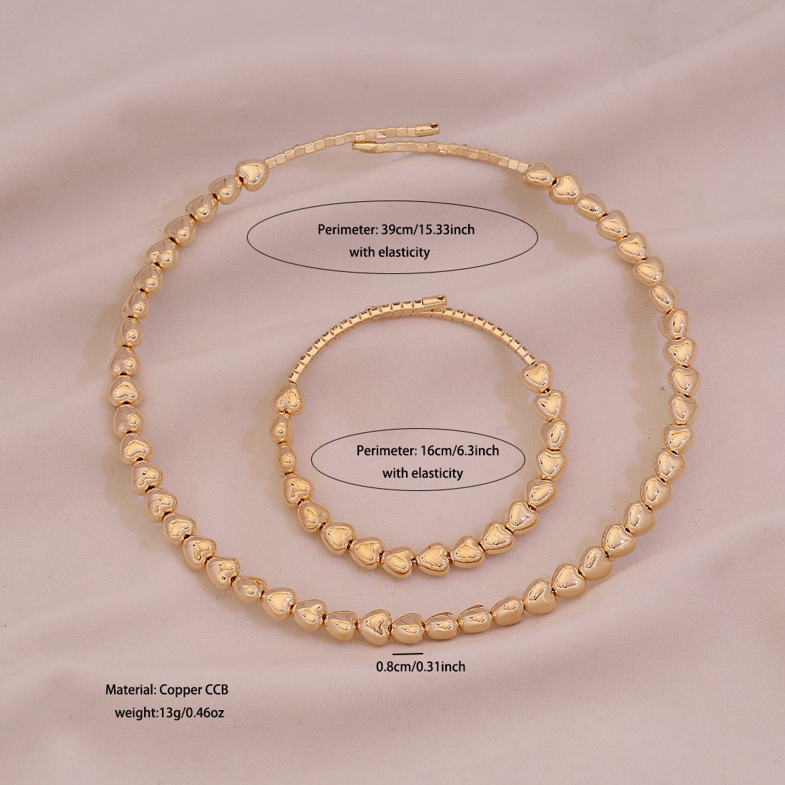 Bold Heart Choker Necklace Set