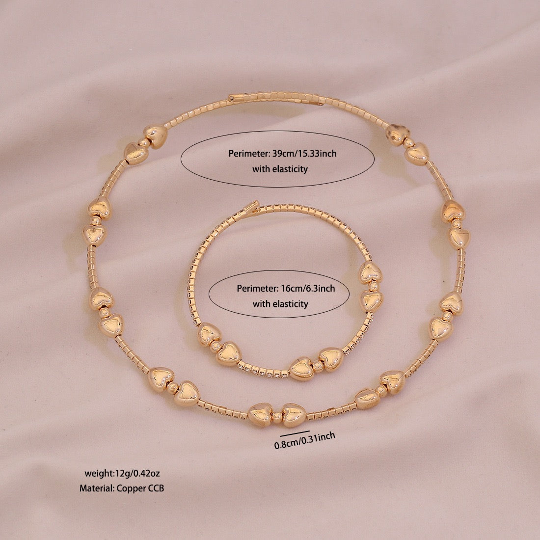 Bold Heart Choker Necklace Set