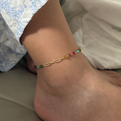 Summer Hearts Crystal Anklet