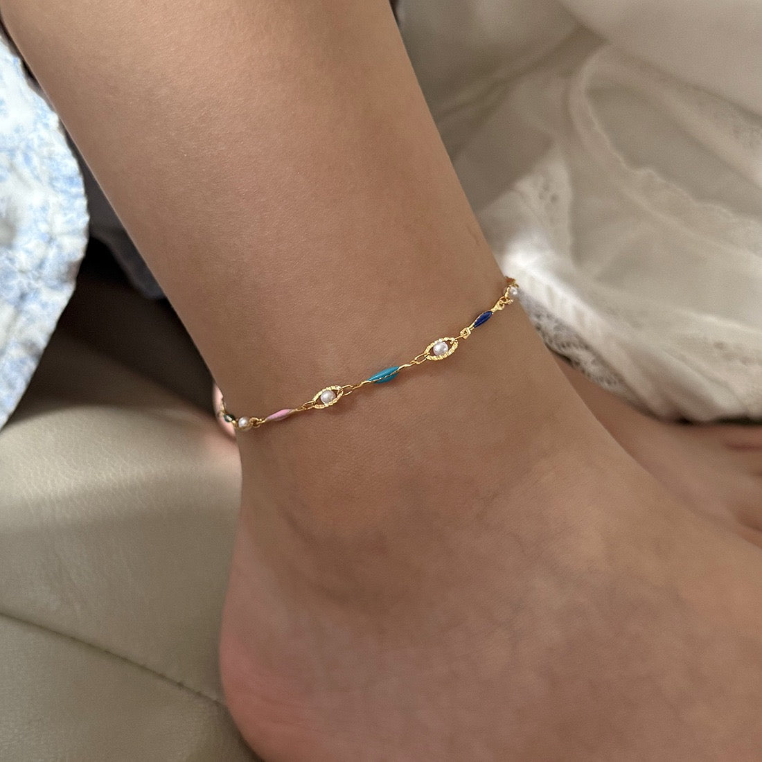 Summer Hearts Crystal Anklet