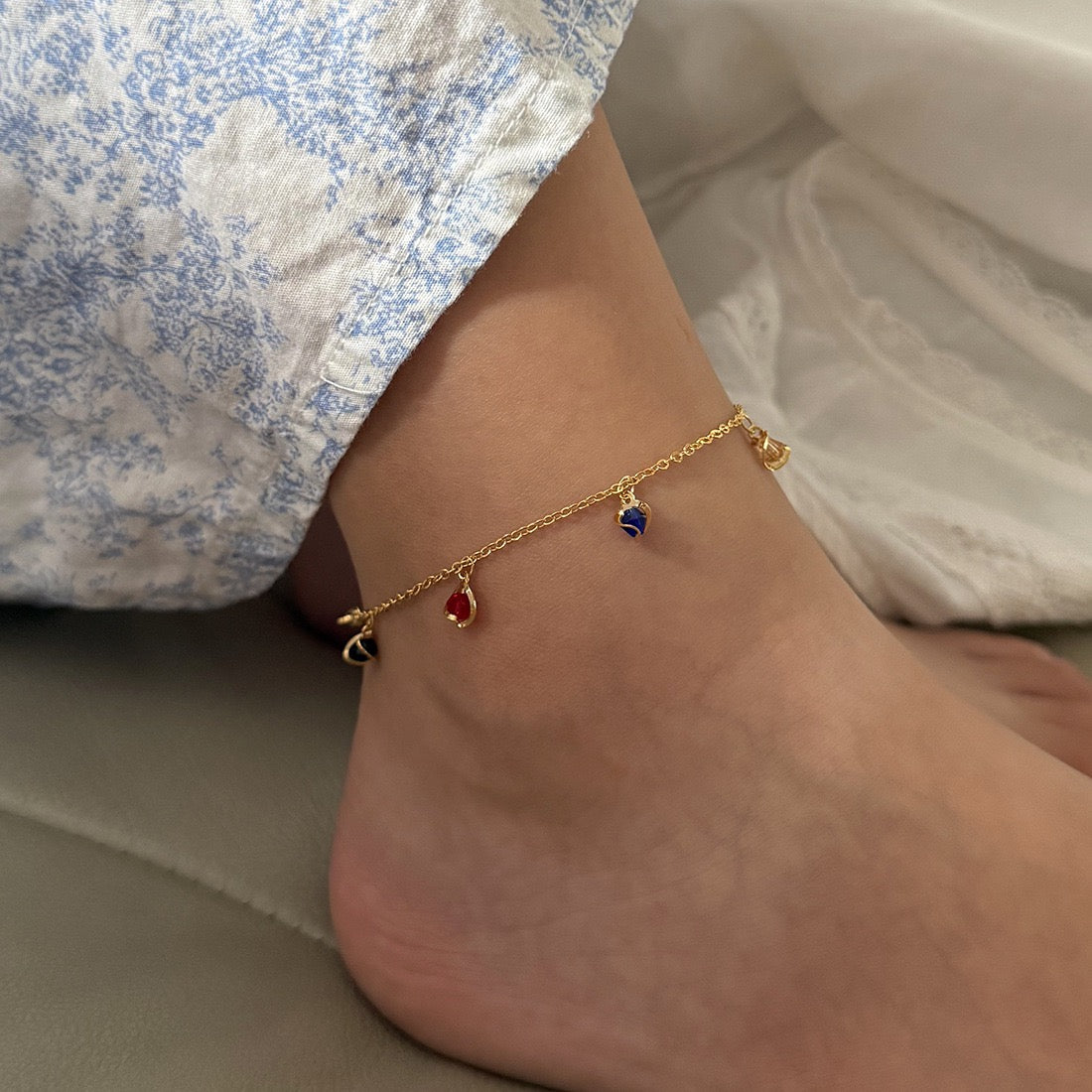 Summer Hearts Crystal Anklet