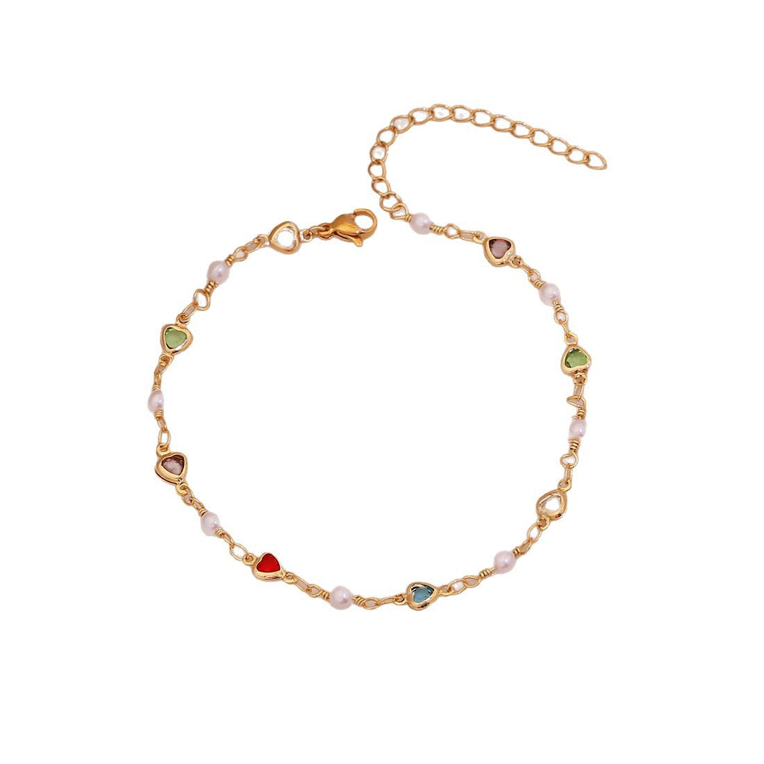 Summer Hearts Crystal Anklet