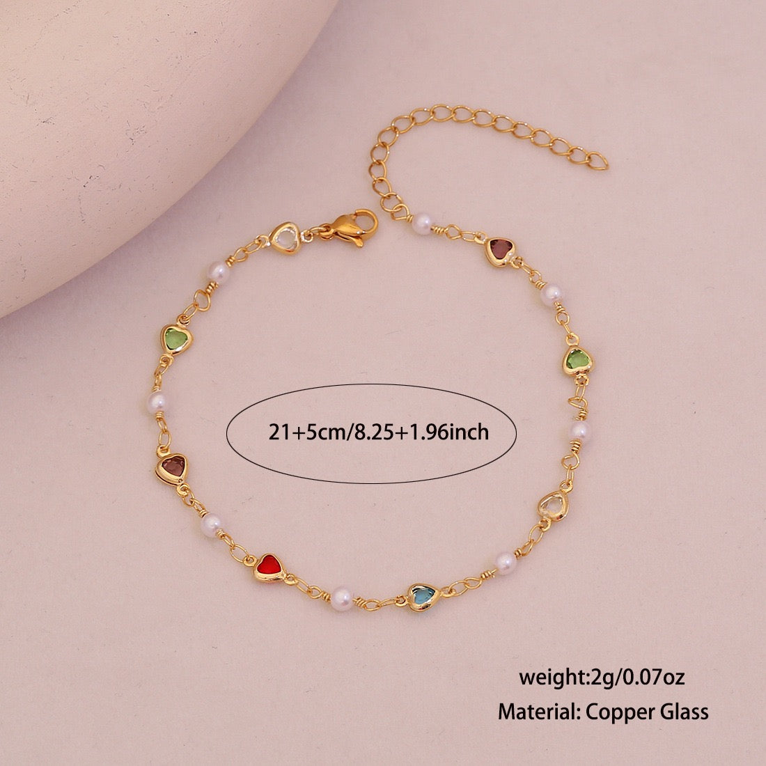 Summer Hearts Crystal Anklet