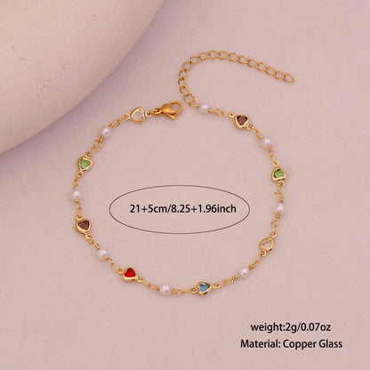 Summer Hearts Crystal Anklet