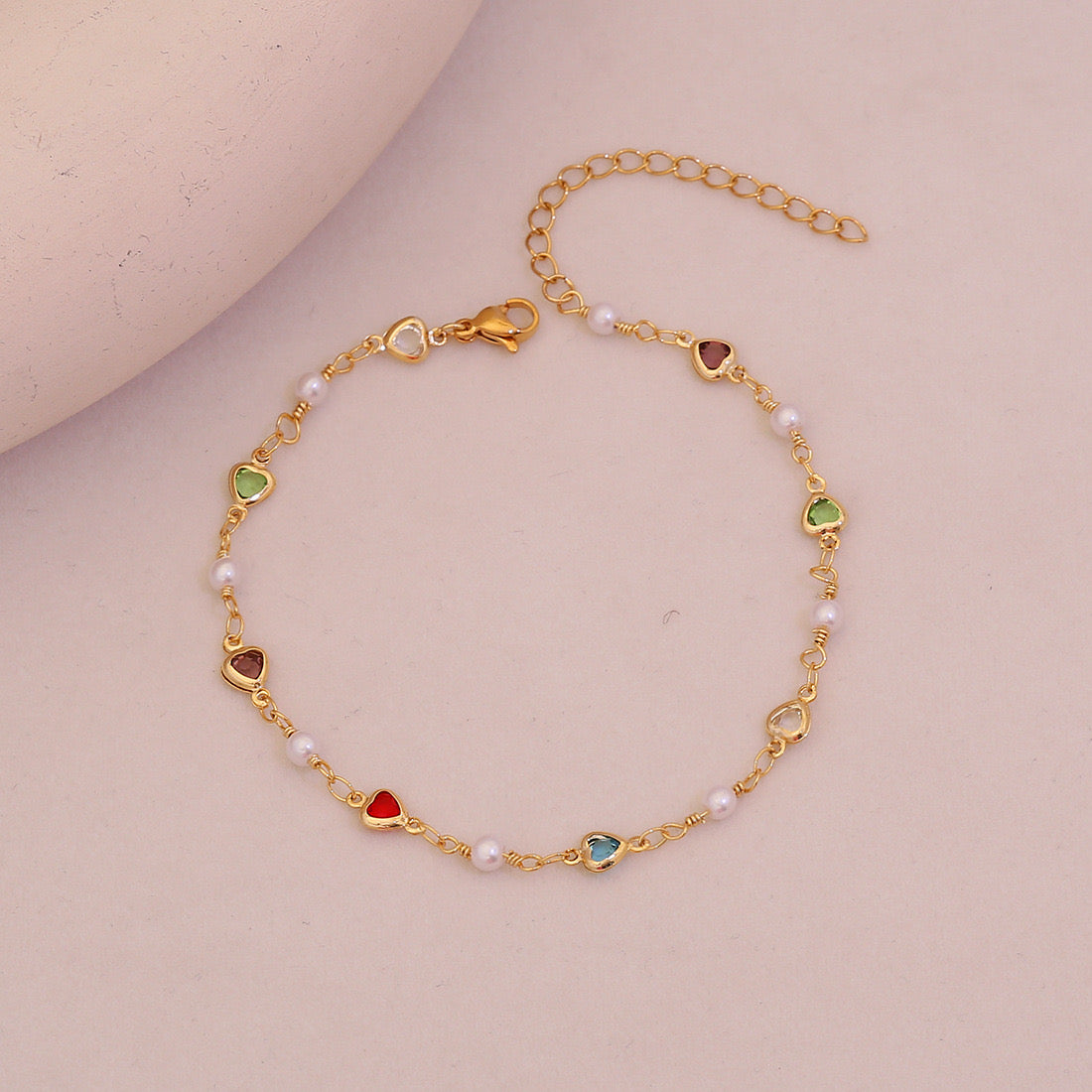 Summer Hearts Crystal Anklet
