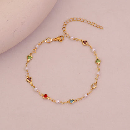 Summer Hearts Crystal Anklet