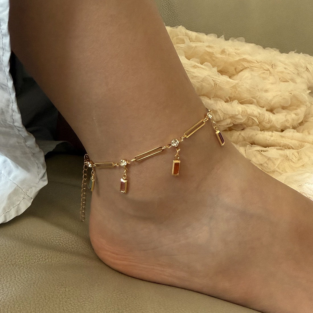 Whimsical Charm Crystal Anklet