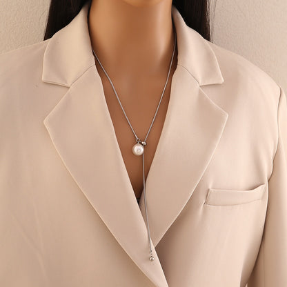 Ethereal Grace Long Pearl Necklace