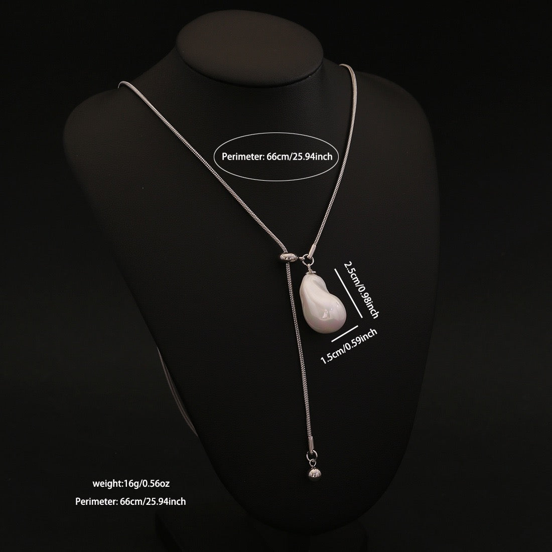 Ethereal Grace Long Pearl Necklace