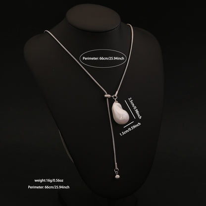 Ethereal Grace Long Pearl Necklace