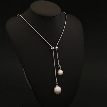 Ethereal Grace Long Pearl Necklace
