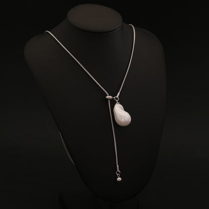 Ethereal Grace Long Pearl Necklace