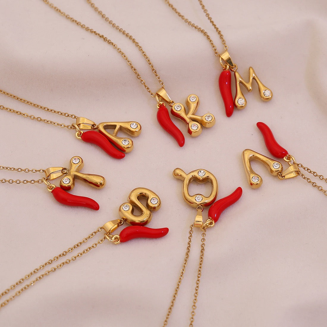Fiery Charm Alphabet Necklace