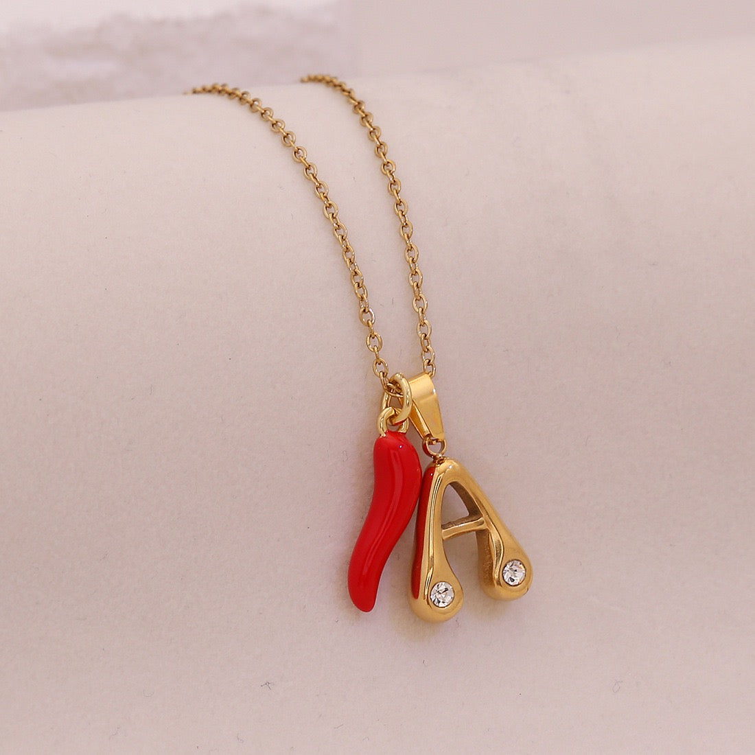Fiery Charm Alphabet Necklace