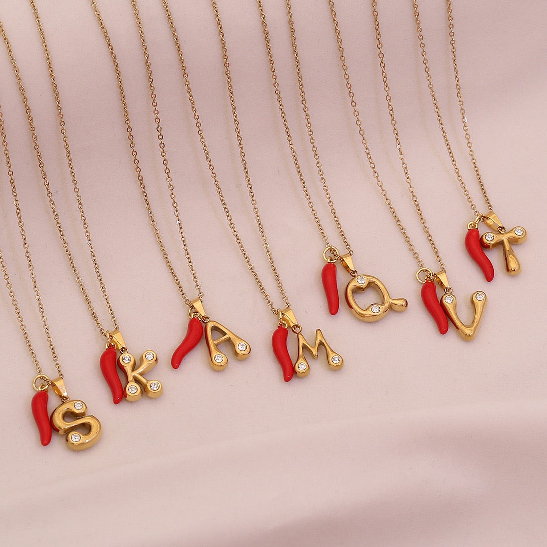 Fiery Charm Alphabet Necklace