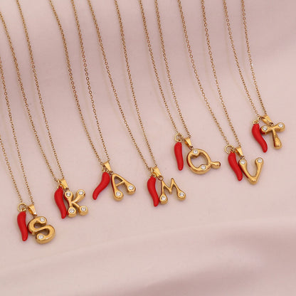 Fiery Charm Alphabet Necklace