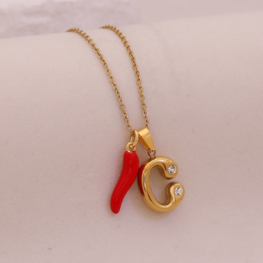 Fiery Charm Alphabet Necklace