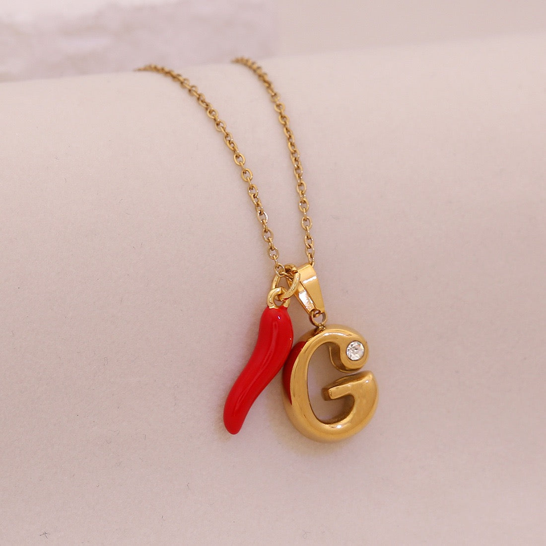 Fiery Charm Alphabet Necklace