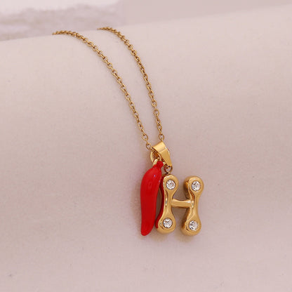 Fiery Charm Alphabet Necklace