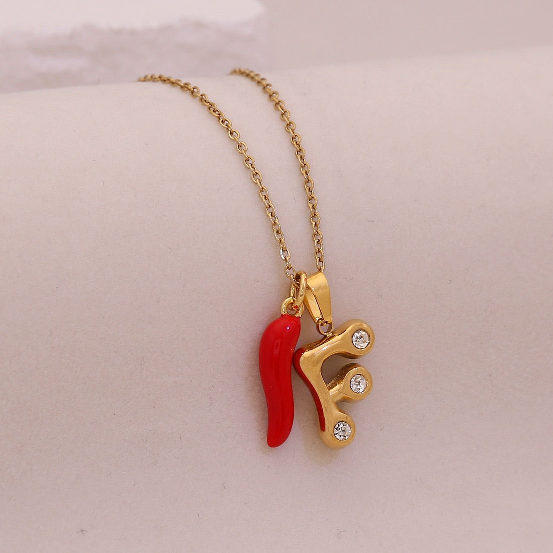 Fiery Charm Alphabet Necklace