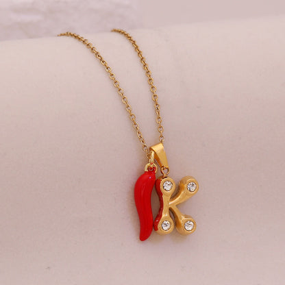 Fiery Charm Alphabet Necklace
