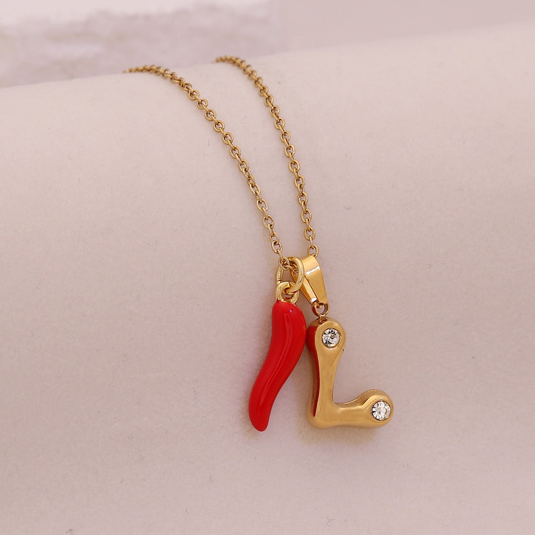 Fiery Charm Alphabet Necklace
