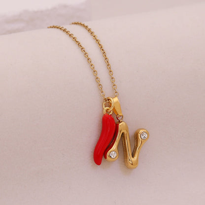 Fiery Charm Alphabet Necklace
