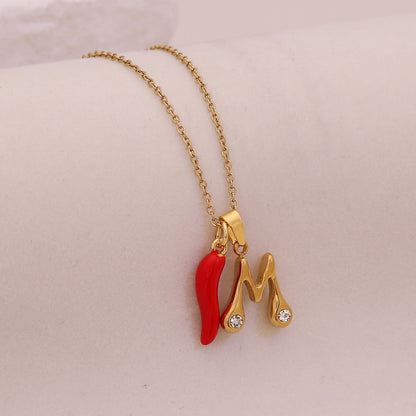 Fiery Charm Alphabet Necklace