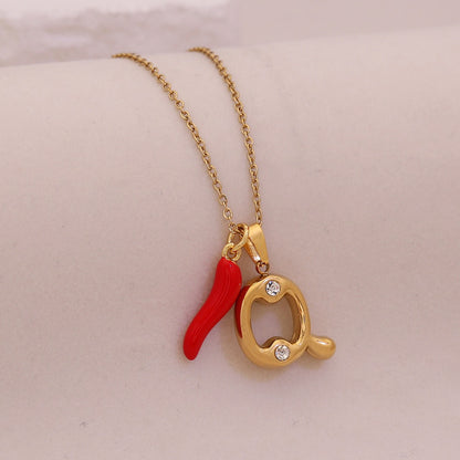 Fiery Charm Alphabet Necklace