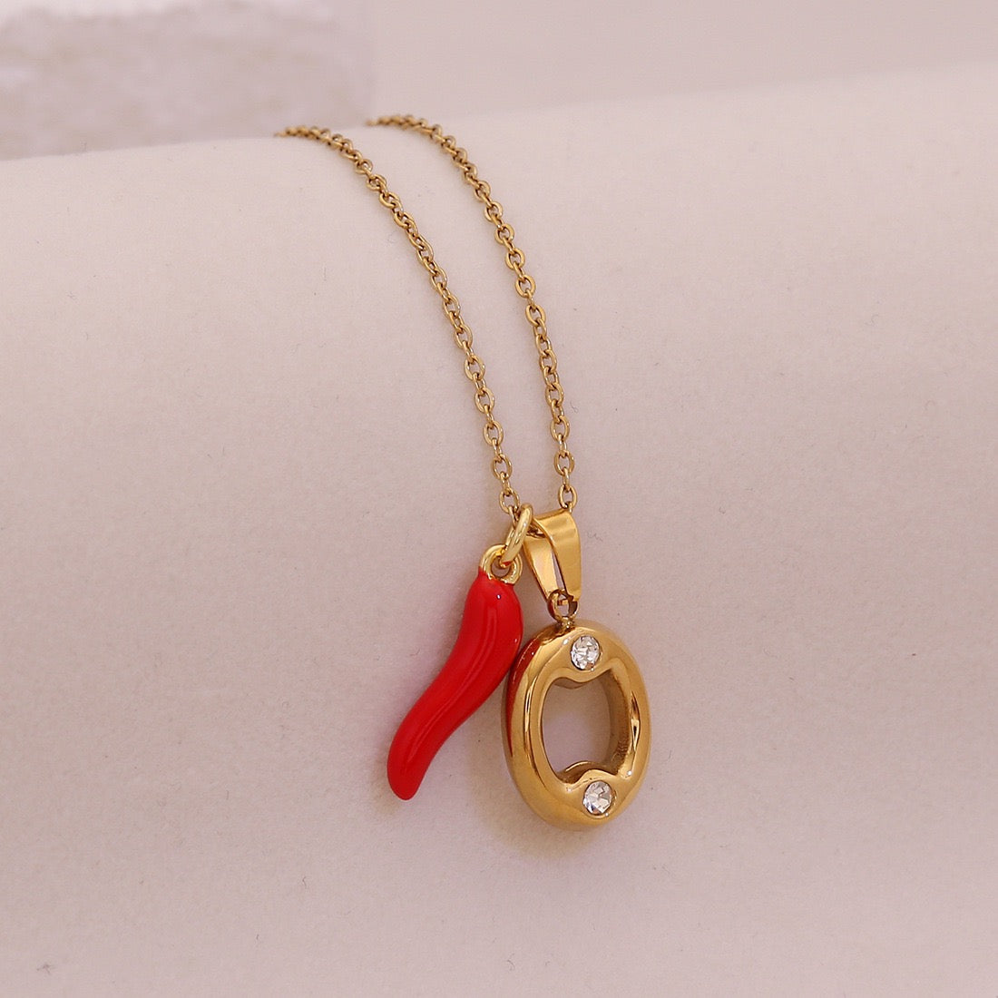 Fiery Charm Alphabet Necklace