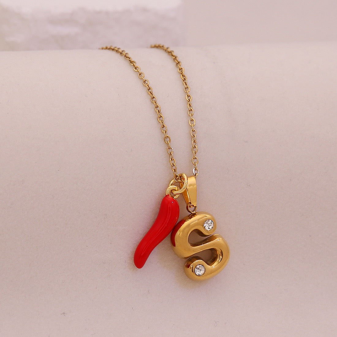 Fiery Charm Alphabet Necklace