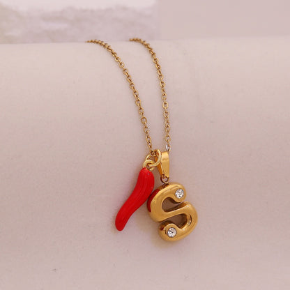 Fiery Charm Alphabet Necklace