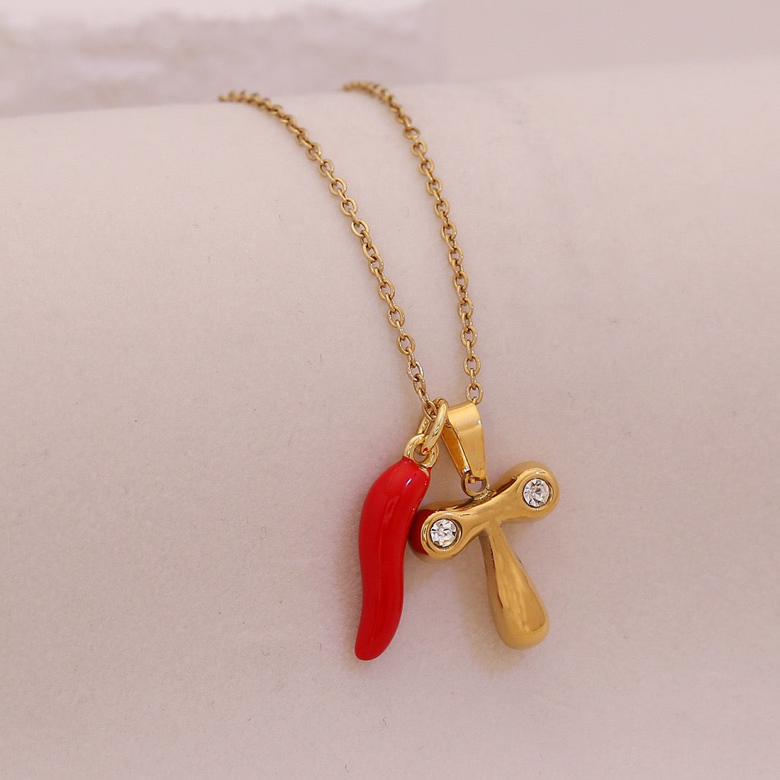 Fiery Charm Alphabet Necklace
