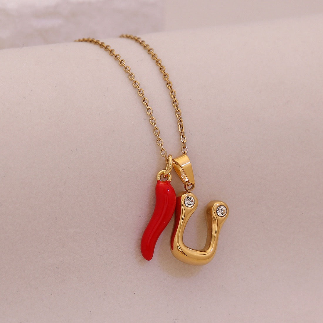 Fiery Charm Alphabet Necklace