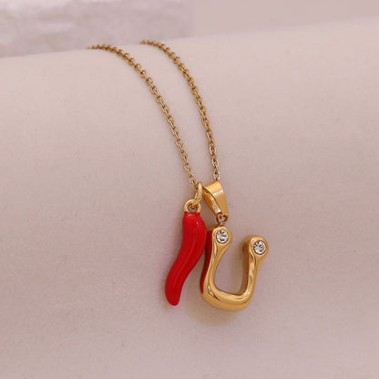 Fiery Charm Alphabet Necklace