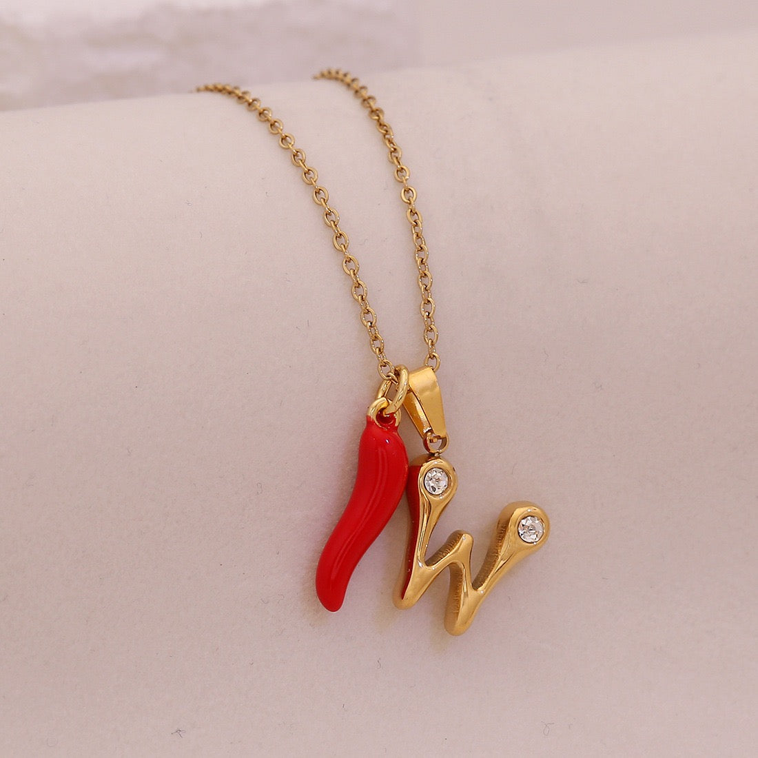 Fiery Charm Alphabet Necklace